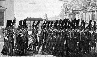Berliner B&uuml;rgergarde bei einer Wachtparade nach 1806